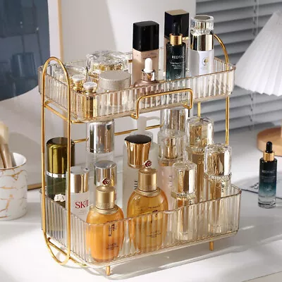 2 Tier Cosmetic Makeup Holder Storage Shelf Perfume Stand Countertop Organizer • £6.95