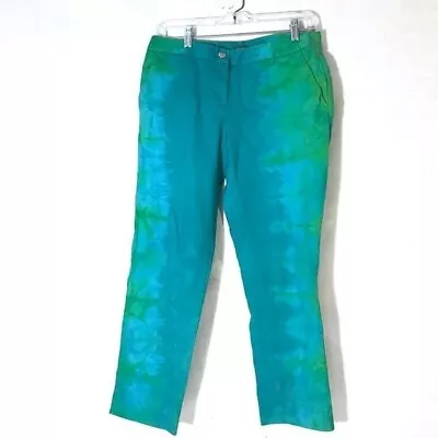 Vince Camuto Size 6 Tie Dye Ankle Pants Blue Green Trousers Slacks Tied Dye • $19.20