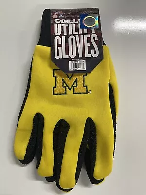 NCAA Michigan Wolverines Colored Palm Utility Gloves Yellow With Beaded Palm • $14.99