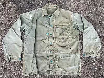 WWII USMC HBT Utility Field Jacket Vintage Military Workwear Chore Jacket 1940's • $292.50