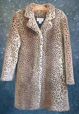 Vintage Worthington Faux Fur Leopard Jaguar Animal Print Coat Size Medium • $80