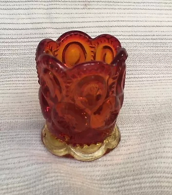 Vintage Moon & Stars Ruby Red Art Glass Toothpick Holder • $6.99