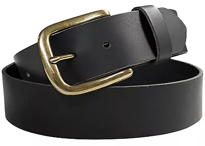 Full Grain Buffalo Leather Casual Jean Belt / Vintage Metal Buckle1-1/2 (38mm) • $28.95