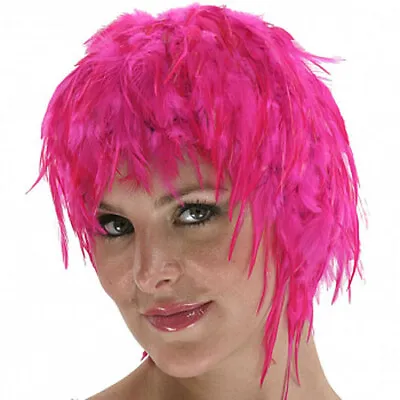 Wig Rooster Hackle Feathers Halloween Costume Punk Retro New HOT PINK • $17.95