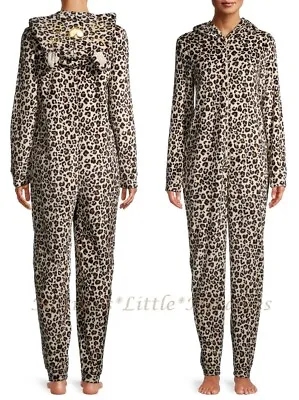 Leopard Cat Women One Piece Pajama Union Suit Animal Print Size XS-L Costume NWT • £30.31