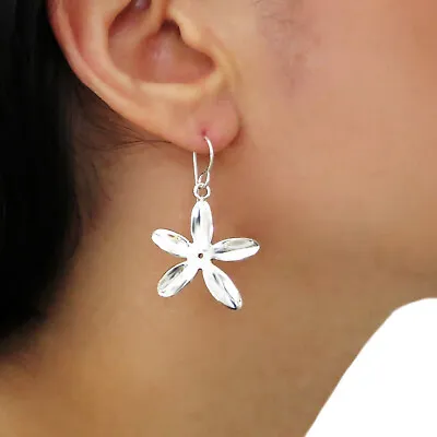 Daisy Flower Solid Handmade 925 Sterling Silver Dangling Earrings For Women • £39.99