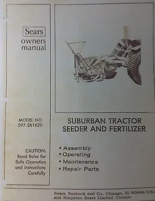 $203.76 • Buy Sears Suburban Lawn Garden Tractor 3-Point Implements Owner & Parts (8 Manual S)