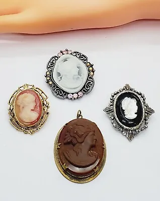 Vintage Costume Jewelry Cameo Brooch Lot (55) • $33.50