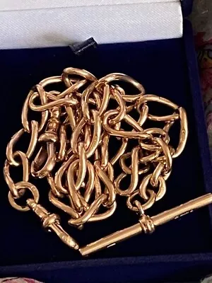 Antique 9ct Rose Gold Albert Pocket Watch Chain 375 Each Link 45g Pristine !!! • £1985