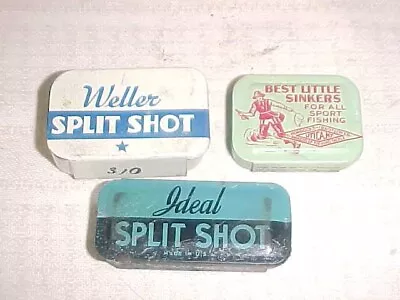 Vintage Fishing Split Shot Tins Lot Of 3 WELLER - IDEAL - HORROCKS  (B) • $15