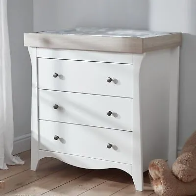 Clara Baby Changing Unit With Drawers - Nappy Changing Unit Dresser -White & Ash • £329