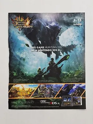 Monster Hunter Ultimate 4 Nintendo 3DS Retro Print Ad Artwork Poster Wall Art • $11.99