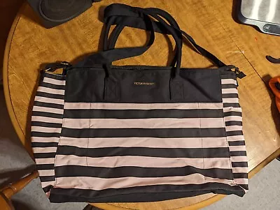 Victoria's Secret PINK Black STRIPED Overnight GETAWAY TOTE Swim BAG Purse Beach • $14.95