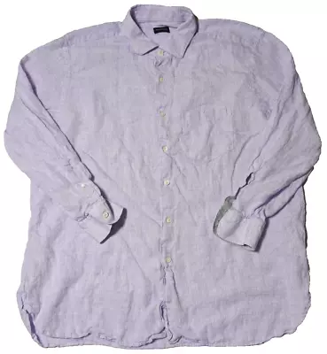ERMENEGILDO ZEGNA Men Size 2XL 100% Linen Lavender Long Sleeve Button-Up Shirt • $27.99