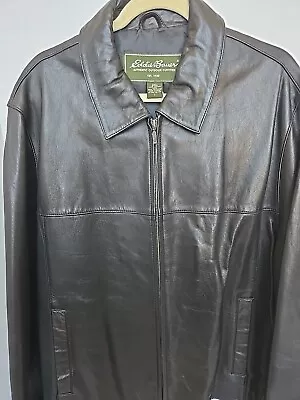Eddie Bauer Men’s Genuine Lamb Leather Jacket  Lg. Black Medium  Weight Zipper • $79.95