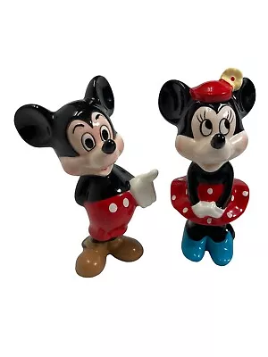 Vintage Disney Mickey Minnie Figurine Set 2 Ceramic Walt Production 5.5” Japan • $8.95