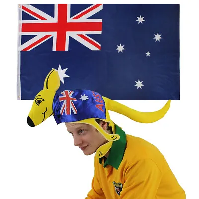 £10.99 • Buy Australia Flag & Hat Supporters Set National Sports Rugby World Cup Fancy Dress