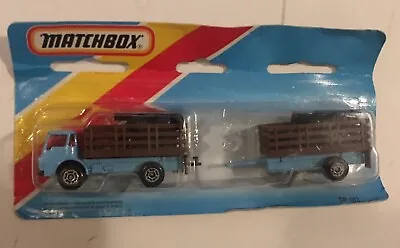 Matchbox Superfast BLUE TP-103 Cattle Truck And Trailer Black Cows 1:64 Diecast • $93.41