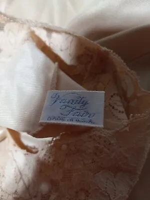 Vintage Vanity Fair Slip Nightgown Womens 32 Small Beige Lace Semi Sheer USA • $17