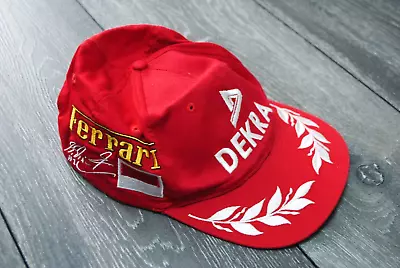 MICHAEL SCHUMACHER FERRARI BASEBALL CAP HAT VINTAGE DEKRA RED WHITE ONE SIZE 90s • $49.99