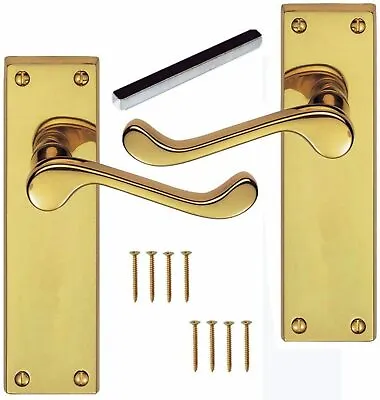 £11.45 • Buy 1 Pair Of Victorian Scroll Door Handles Polished Brass Finish 150mm X 42mm 