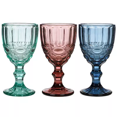 Coloured Glassware Wine Glasses Goblets Dinner Party Cocktail Wedding Gift Home • £16.99