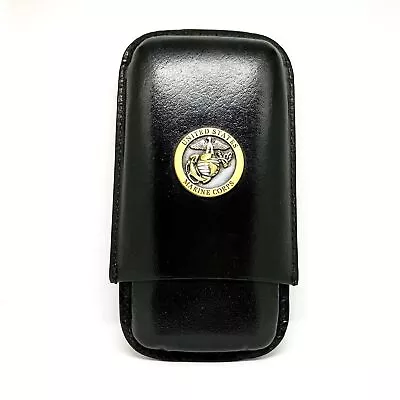 Genuine Leather US Marines Cigar Case 3-Finger With 3 Cigar Holders - Pocket-... • $34.95