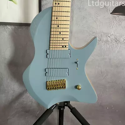 8-String Blue Electric Guitar 2H Pickups Maple Fretboard Gold Hardware Fast Ship • $318.32