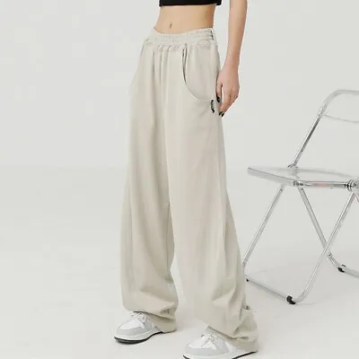 Pants Pants Solid Color Straight Wide Female Full Pant High Waist Korean • $29.66