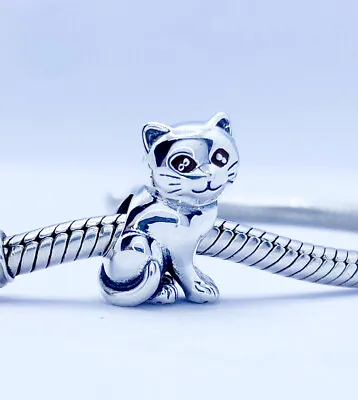 💖 Beautiful Cat Charm Bead Kitten Pet Animal Genuine 925 Sterling Silver 💖 • £15.95