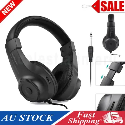 Wired Stereo Monitor Headphones Over-ear Headset With 50mm Driver Black • $19.21