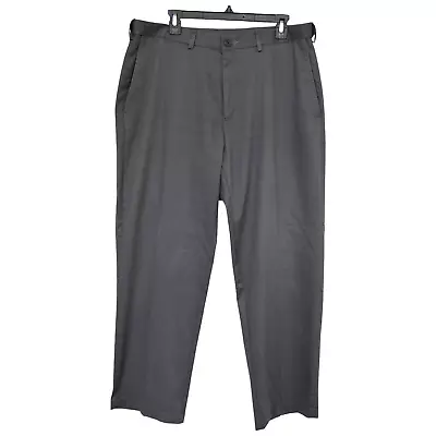 Haggar Pants Mens 36x30 Gray Premium No Iron Khaki Classic Fit Expandable Waist • $12