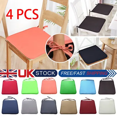 UK 4PCS Chair Seat Pads Dining Cushions Tie On Garden Furniture Outdoor Patio • £4.99