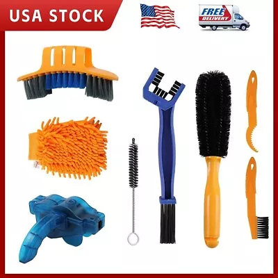 8 Pieces Precision Bicycle Cleaning Brush Tool Including Bike Chain Scrubber • $15.99