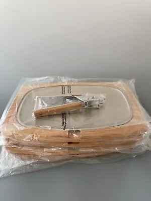 Vintage New Sealed VPC Taiwan Wooden Steak Stainless Platter Set Of 4 • $79