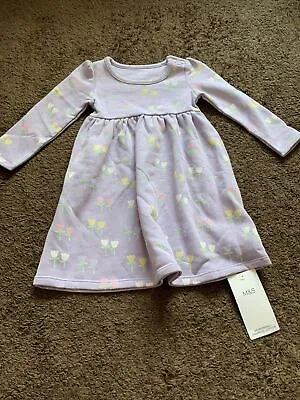 £7.96 • Buy BNWT M&S Baby Girls 12-18 Months Lilac Multi Long Sleeved Dress