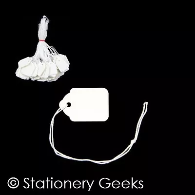 £1.56 • Buy 100 White Strung Tickets 32 X 22 Mm Price Tags String Swing Labels 32mm X 22mm