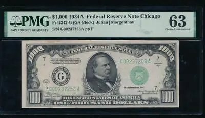 AC 1934A $1000 Chicago ONE THOUSAND DOLLAR BILL PMG 63 Comment Uncirculated • $7999
