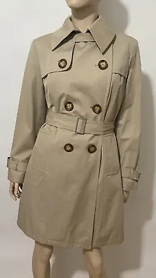 Vintage Saks Fifth Avenue Classic Trench Coat Belted Double Breasted Raincoat M • $50