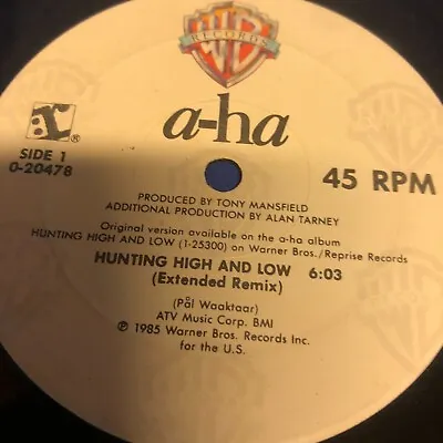 A-ha – Hunting High And Low - 12  VINYL SINGLE • $4.94