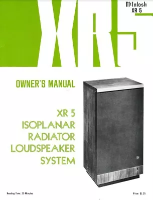 McIntosh XR5 Isoplanar Radiator Loudspeaker System Owner's Manual | SCAN + PDF • $14.99