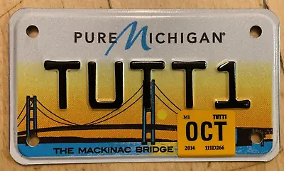 Mackinac Bridge Vanity Motorcycle Cycle License Plate   Tutt 1   King Tut  Tutti • $24.99