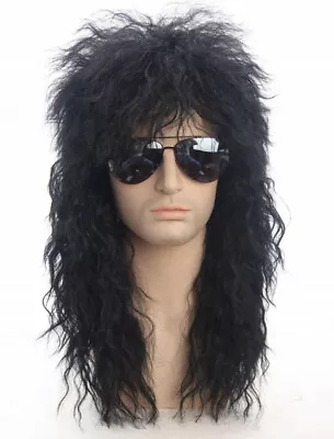 Men Women Punk Long Curly 80cm Wig Halloween Party Synthetic Hair Wig+Wig Cup • $16