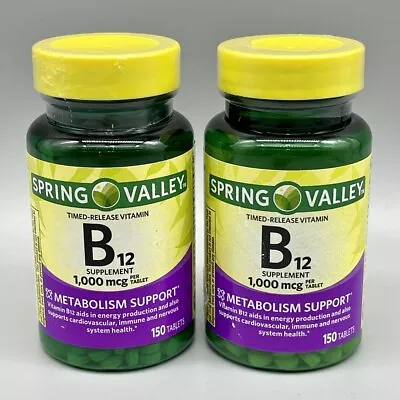 Spring Valley Timed Release Vitamin B12 1000 Mcg 150 Tablets X 2PK Exp 9/26+ • $14.90