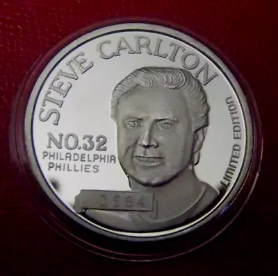 Steve Carlton-Philadelphia Phillies Art Round 1 Troy Oz.999 Fine Silver-Limited • $55.88