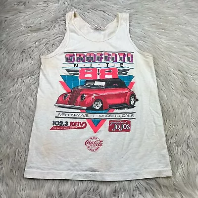 Vintage 1988 Graffitti Nite Car Tank Men's M Fruit Of The Loom Hot Rod • $24.99