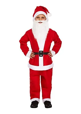 Child Boys Santa Suit With Beard Father Christmas Fancy Dress Kids Costume • £99.99