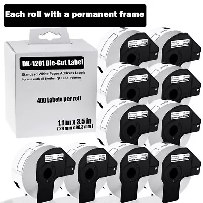 10Rolls DK-1201 29mmx90mm White Paper Address Labels For Brother QL-720NW QL-800 • $48.95