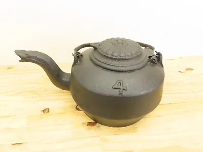 Vintage Cast Iron Kettle No 4 W/ Spout And Emblem Steam Kettle • $123.45