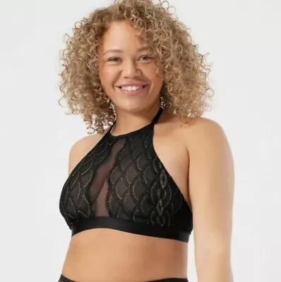 £14 • Buy New M&s 'the Sparkle & Lace Collection' High Neck Non-wired Bralette  Size 16 